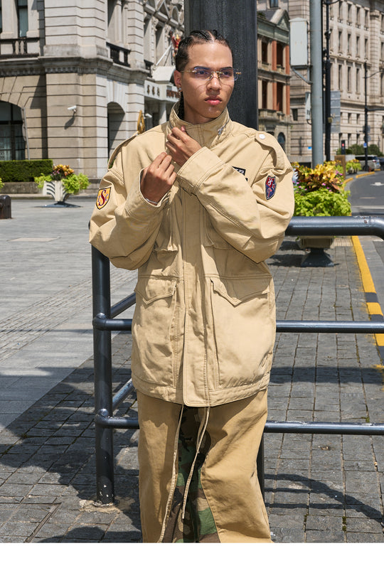 STEEPC Khaki Patch Embroidery M-65 Field Jacket | Face 3 Face