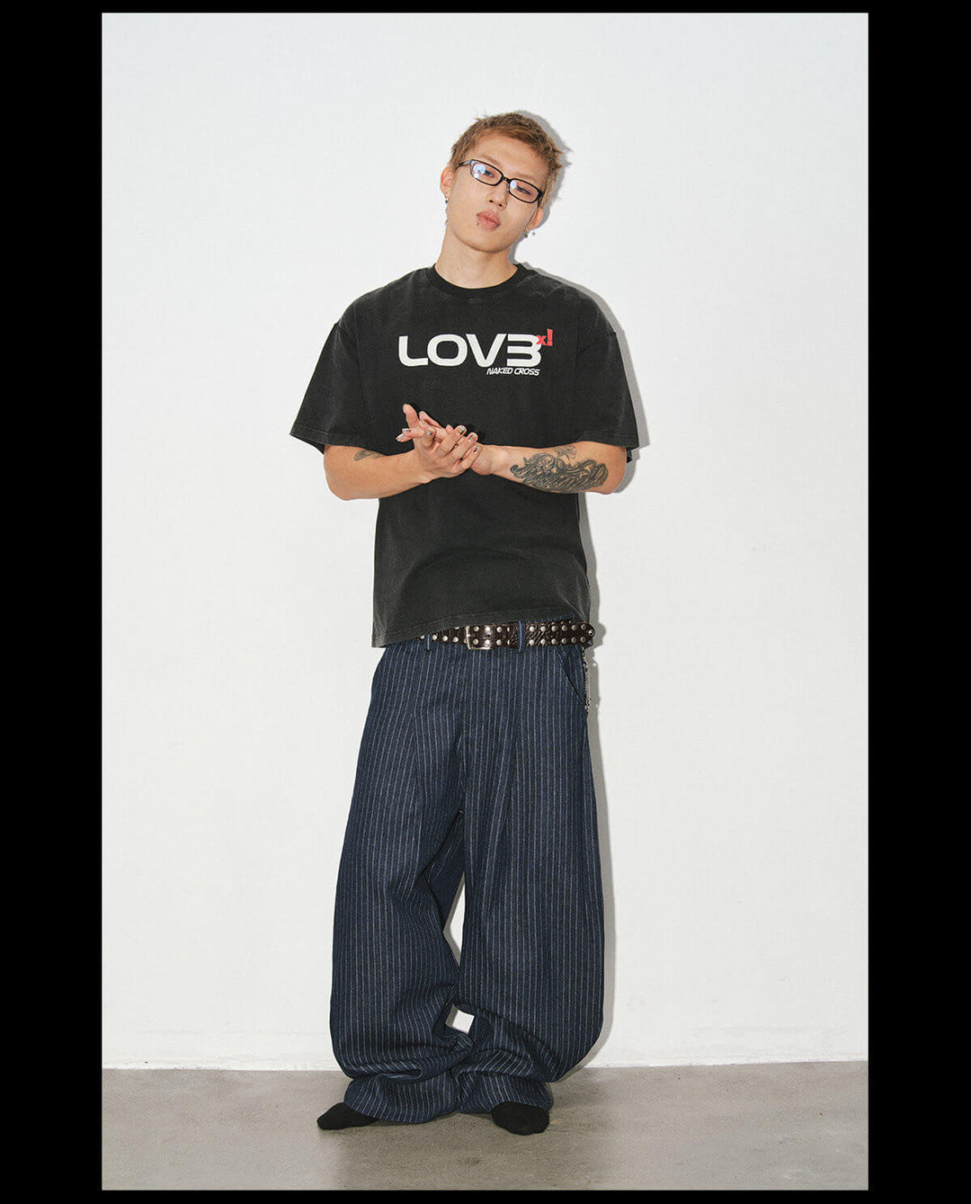 NOVACAM Love Graphic Print Washed Short Sleeve Tee | Face 3 Face