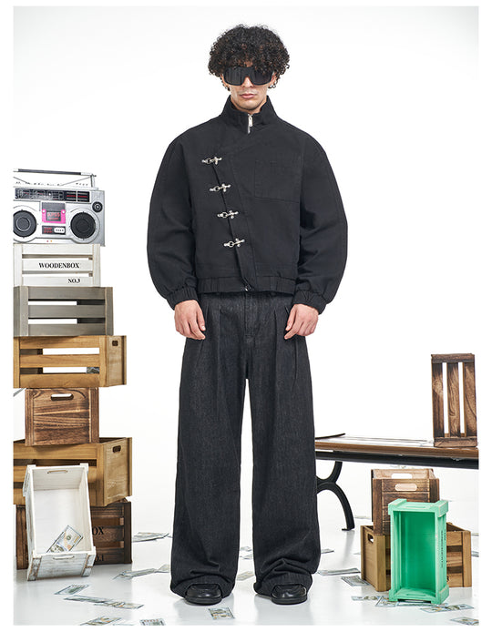 F3F Select Two Tuck Black Baggy Jeans | Face 3 Face