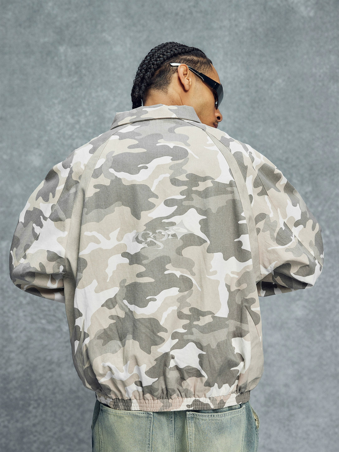 1807 Textured Leather Patchwork Camo Coach Jacket | Face 3 Face