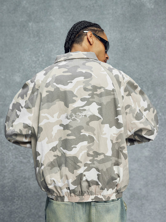 1807 Textured Leather Patchwork Camo Coach Jacket | Face 3 Face