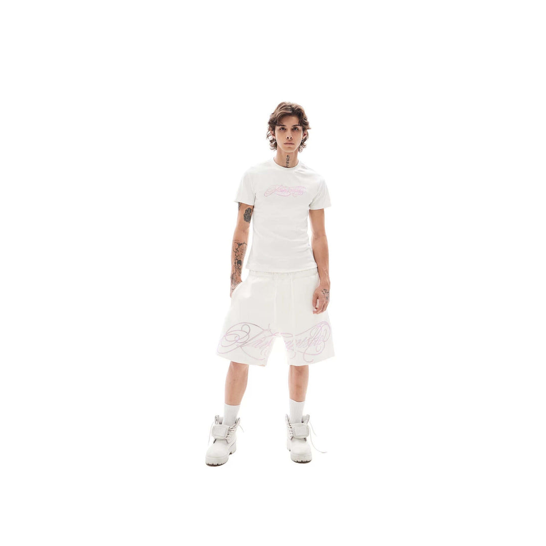 KARMANISTIC Rhinestone Letter Sweat Shorts | Face 3 Face