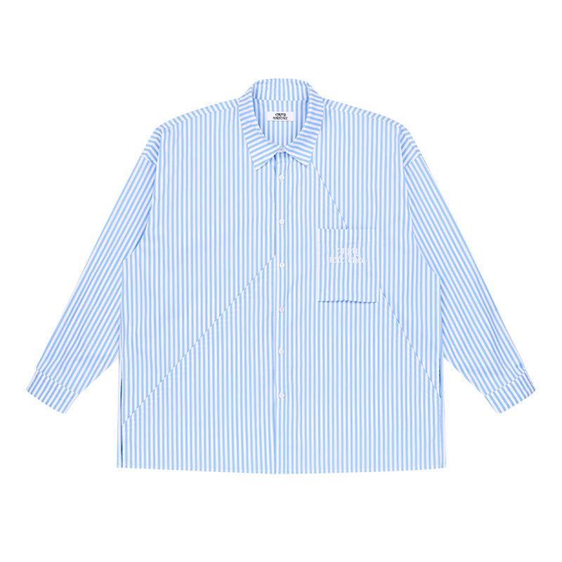 EMPTY REFERENCE Striped Patchwork Long Sleeve Shirt