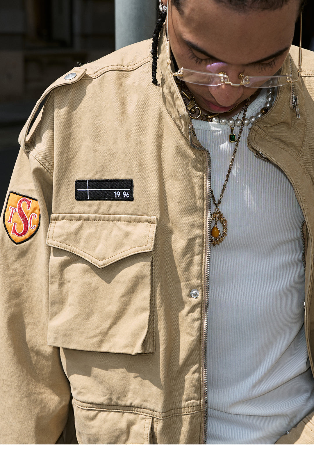 STEEPC Khaki Patch Embroidery M-65 Field Jacket | Face 3 Face
