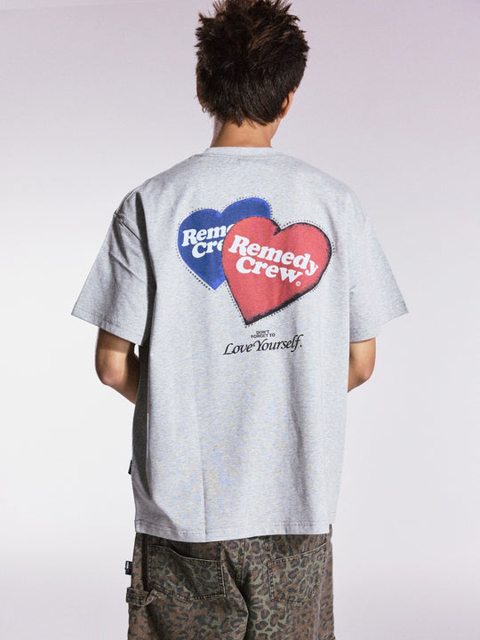 Remedy Blue and Red Love Heart Rhinestone Tee | Face 3 Face