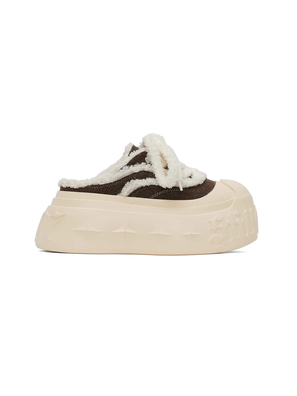 1807 INF-008 Gothic Lace Up Shearling Chunky Half Sneakers | Face 3 Face