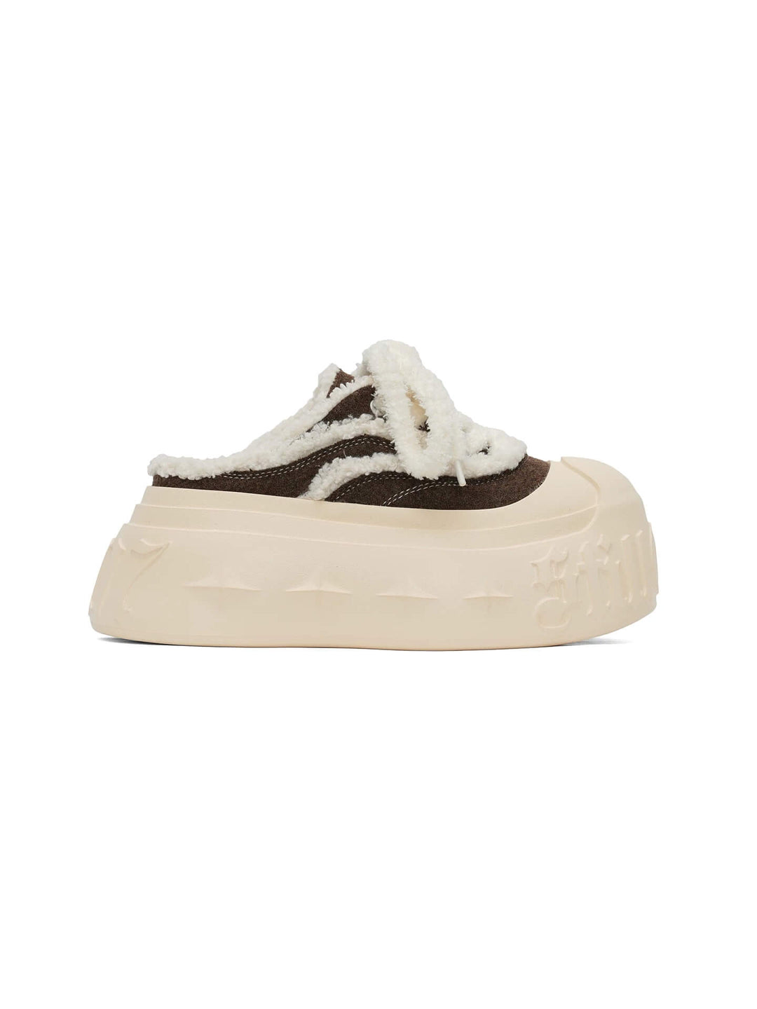 1807 INF-008 Gothic Lace Up Shearling Chunky Half Sneakers | Face 3 Face