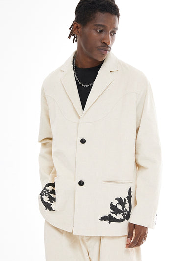 EMPTY REFERENCE Flower Print Corduroy Suit Jacket | Face 3 Face