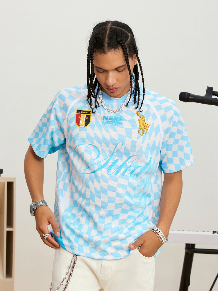 Small Town Kid Twisted Plaid Patchwork Polo Jersey | Face 3 Face