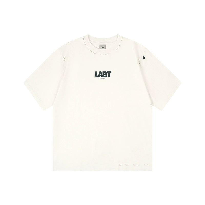 Labt Distressed Holes Logo Print Tee | Face 3 Face
