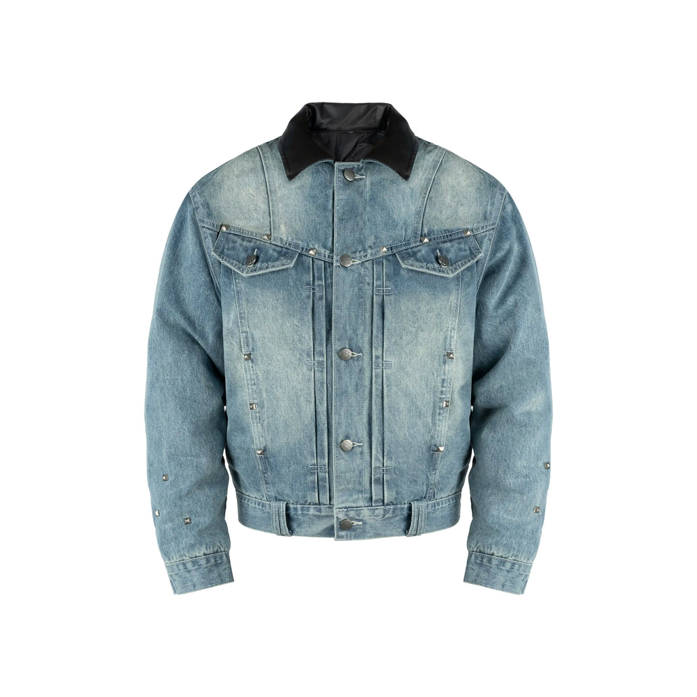 ANTIDOTE Rivet Studded Fleece Lined Denim Jacket | Face 3 Face