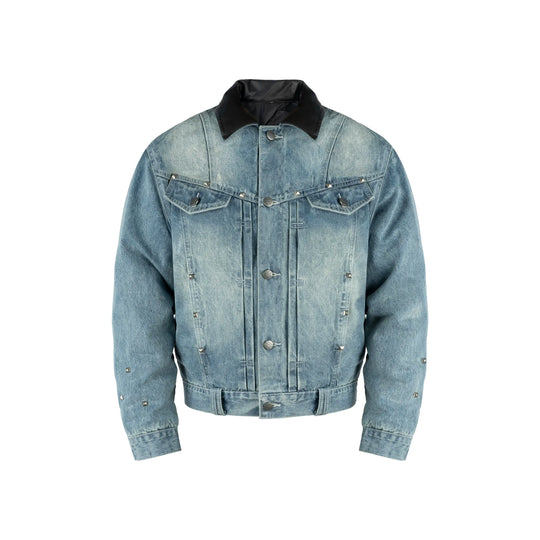 ANTIDOTE Rivet Studded Fleece Lined Denim Jacket | Face 3 Face