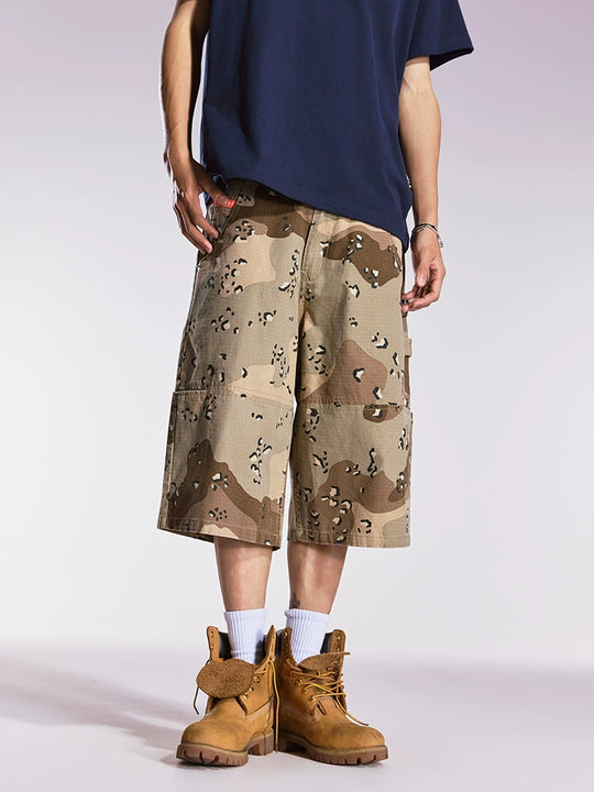 Remedy Leopard and Camouflage Work Painter Baggy Shorts | Face 3 Face