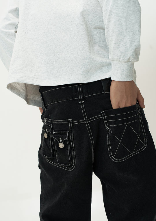 EVILKNIGHT(EK) Multi Pocket Button Fly Canvas Pants | Face 3 Face