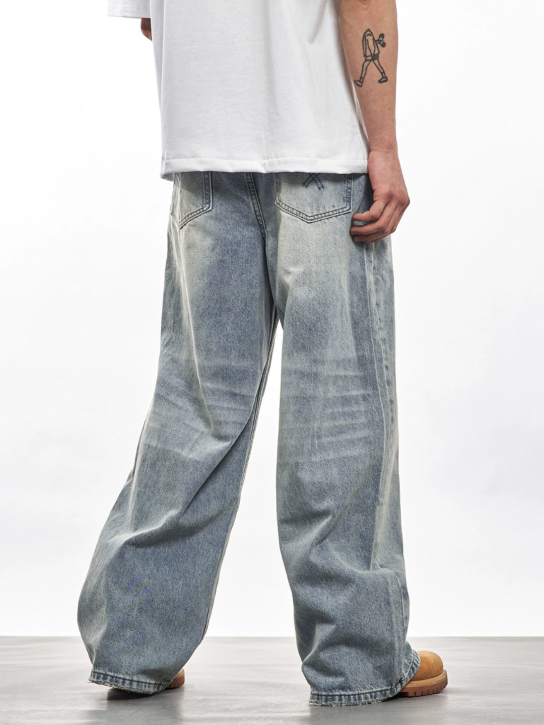 F3F Select Heavily Washed Vintage Light Blue Baggy Jeans | Face 3 Face