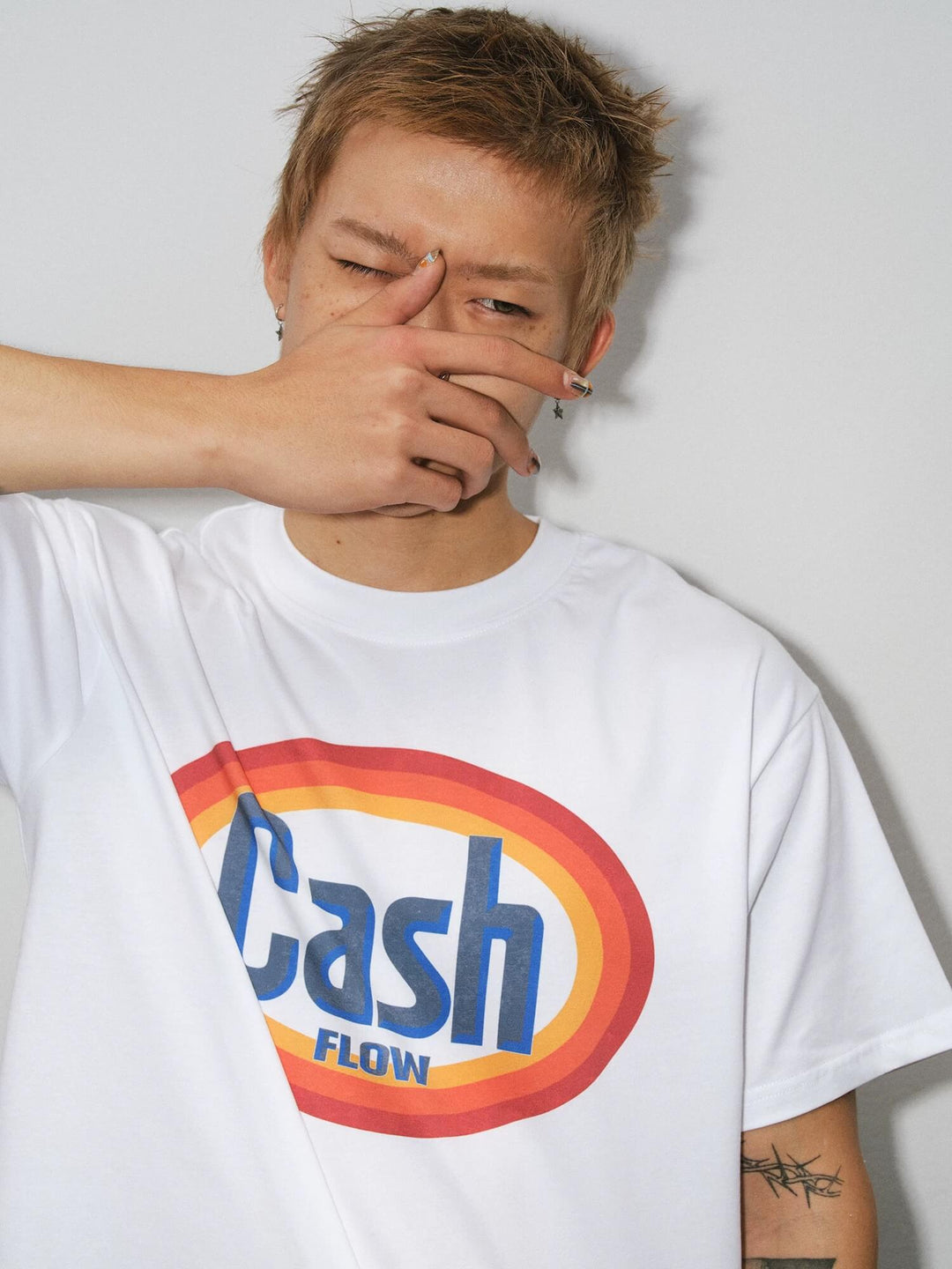 NOVACAM Cash Flow Letter Print Short Sleeve Tee | Face 3 Face