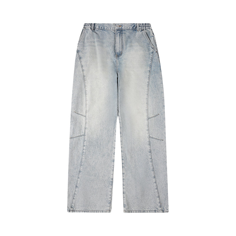 1807 Curved Stitching Washed Jeans | Face 3 Face