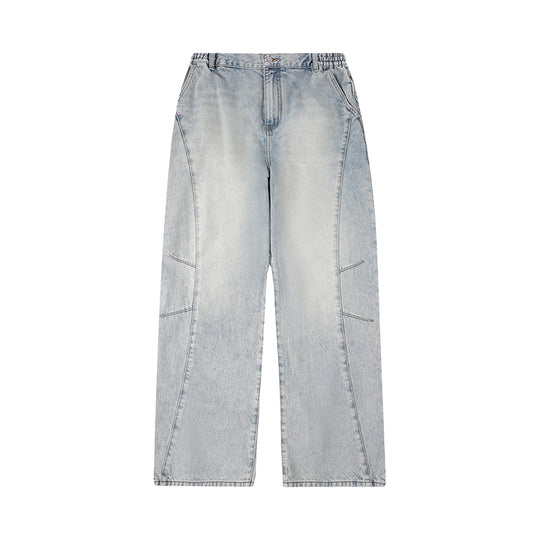 1807 Curved Stitching Washed Jeans | Face 3 Face