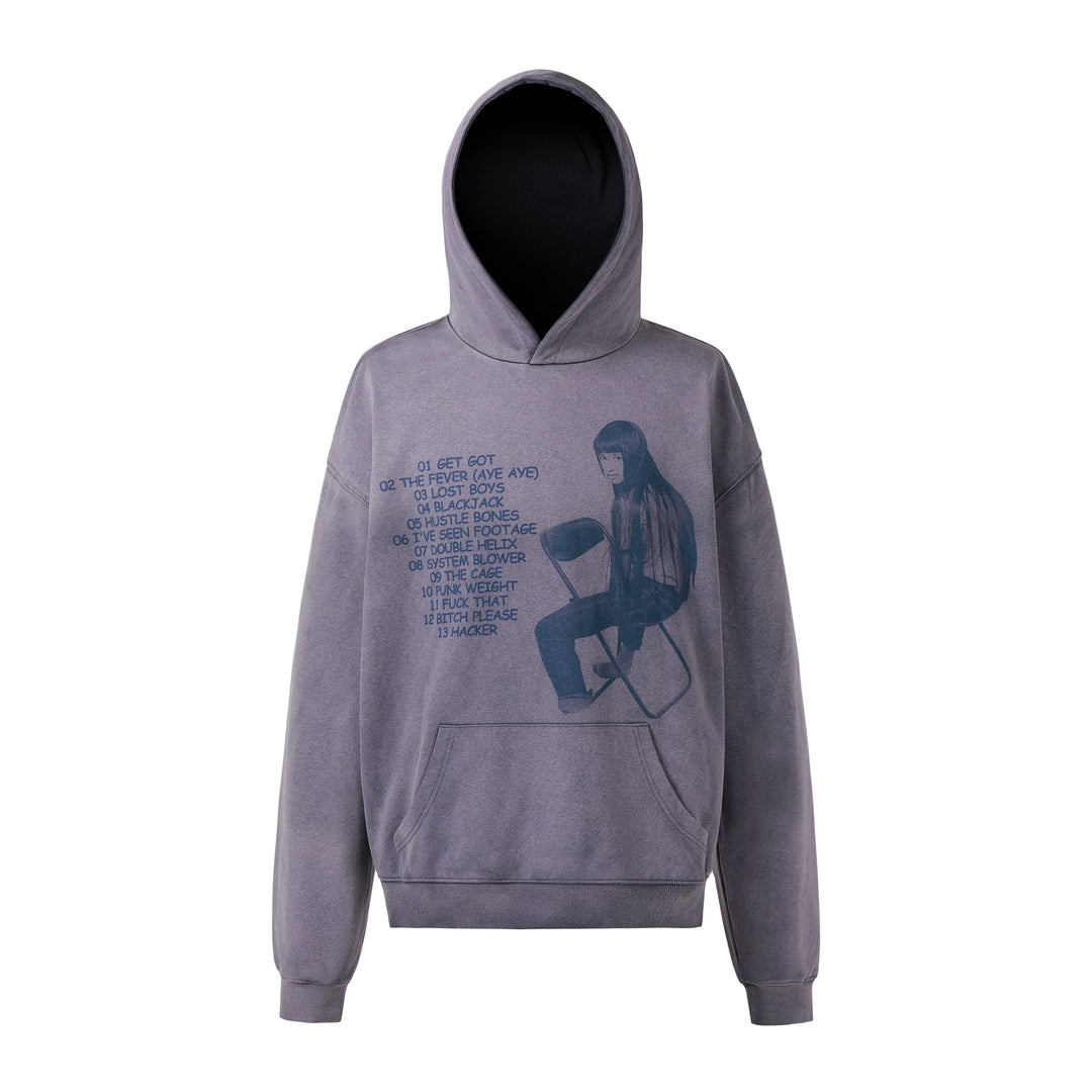 NOVACAM Washed Distressed Vintage Print Hoodie | Face 3 Face