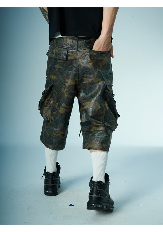 EVILKNIGHT(EK) Waxed Camo 3D Pocket Utility Cargo Shorts | Face 3 Face