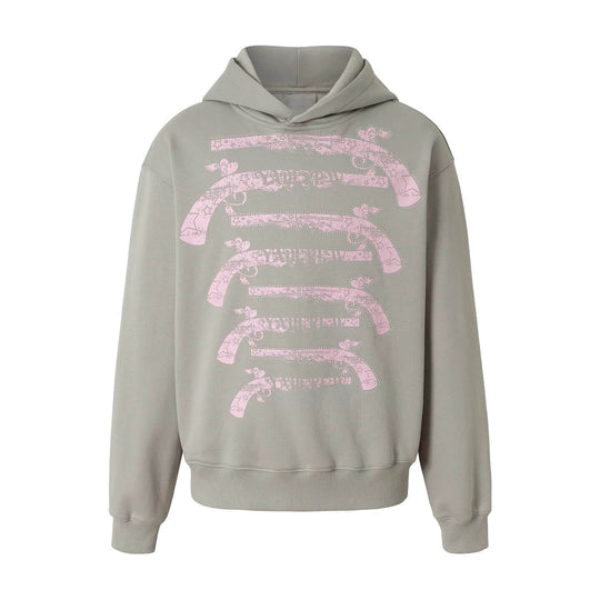 YADcrew Heart Pistol Print Rhinestone Embellished Hoodie | Face 3 Face