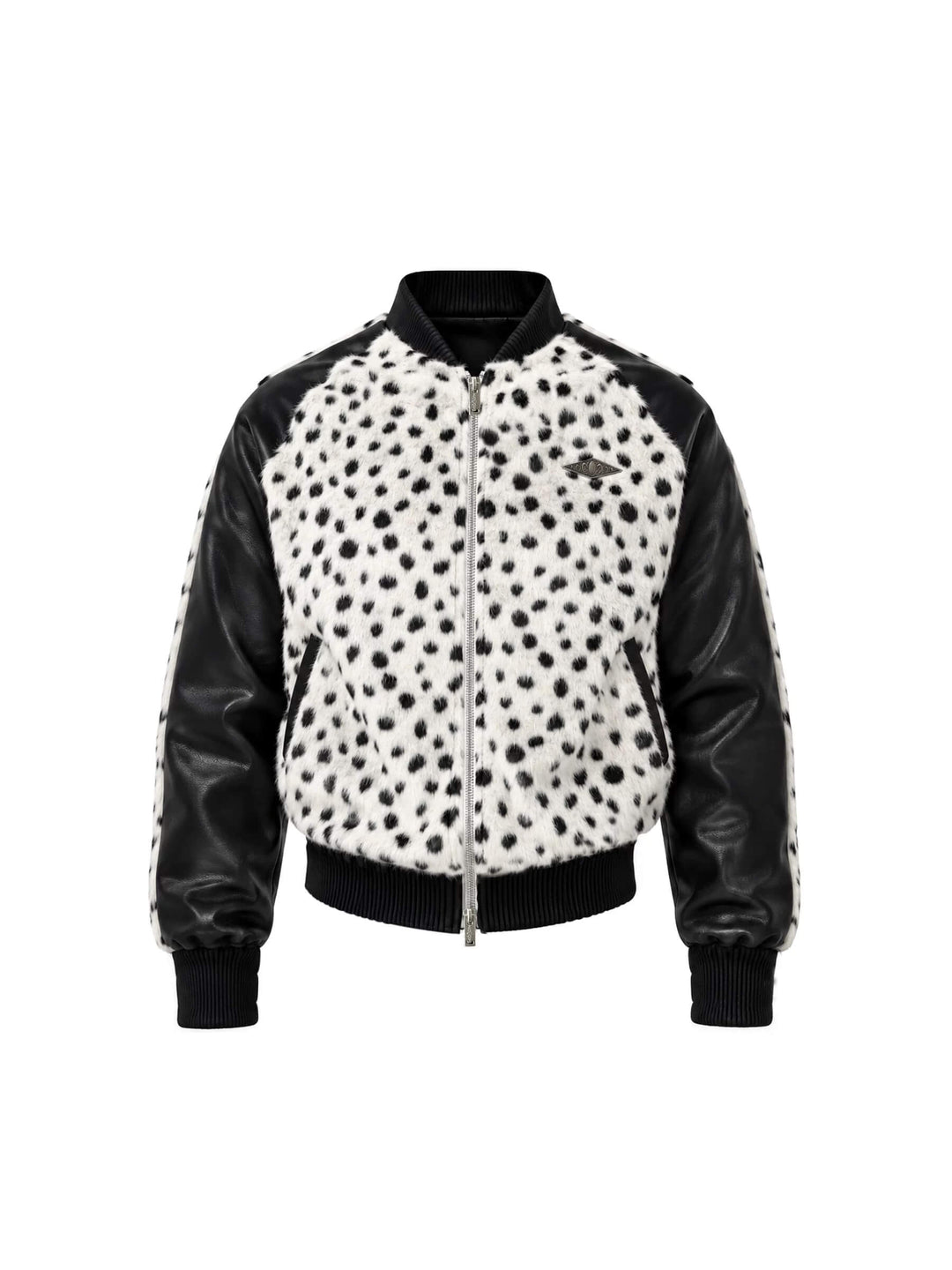KARMANISTIC Leopard Print Faux Fur PU Leather Sleeve Varsity Jacket | Face 3 Face