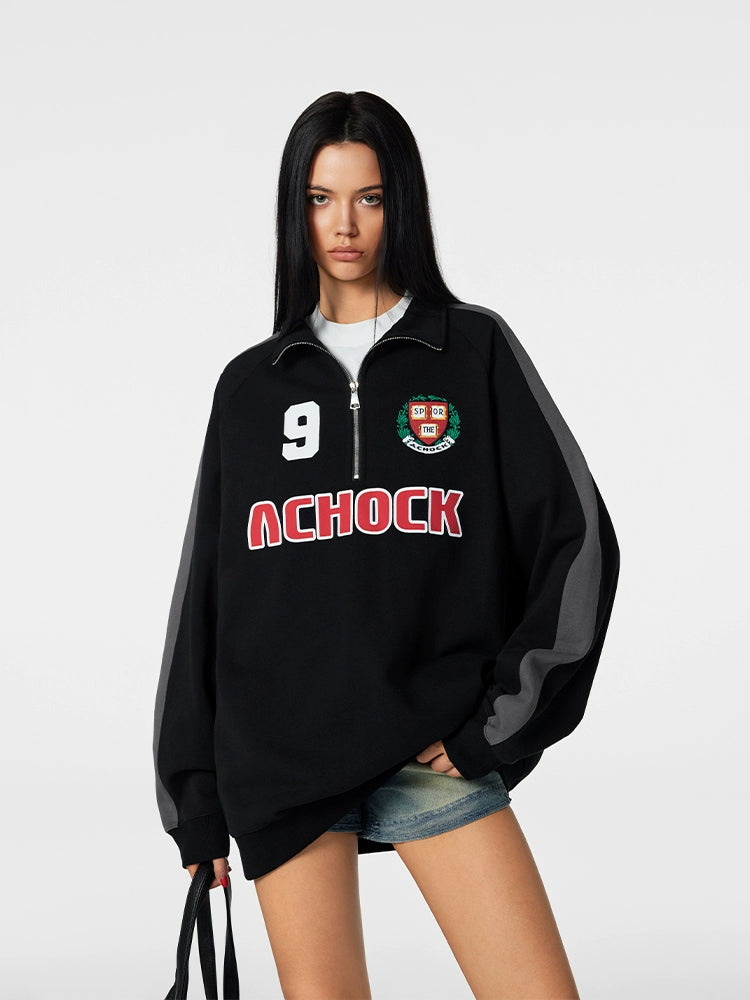 Achock Uniform Designed Half-Zip Sweatshirt | Face 3 Face