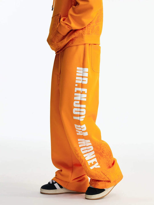 MEDM Leopard and Logo Print Baggy Sweatpants | Face 3 Face