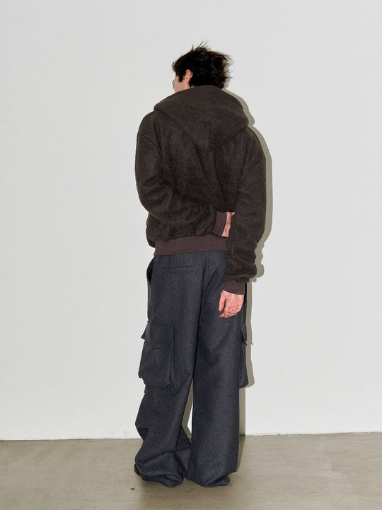 LIBERAFIT Wool Sherpa Hooded Zip Up Jacket | Face 3 Face