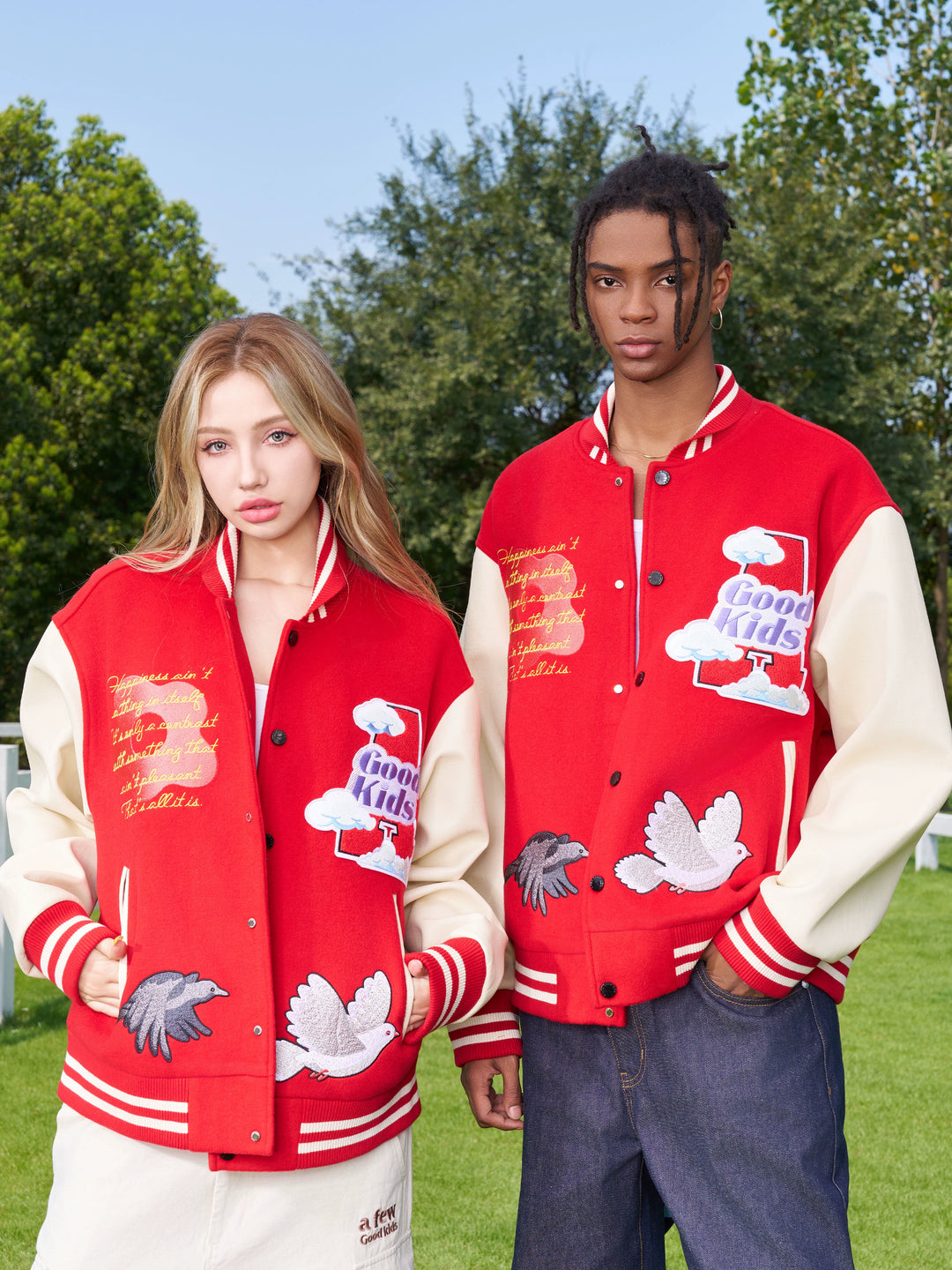 AFGK Flying Bird Embroidered Varsity Jacket | Face 3 Face