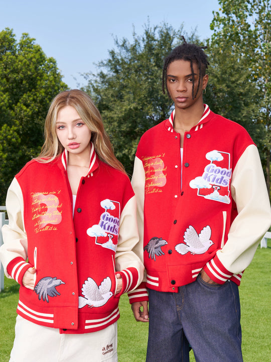 AFGK Flying Bird Embroidered Varsity Jacket | Face 3 Face