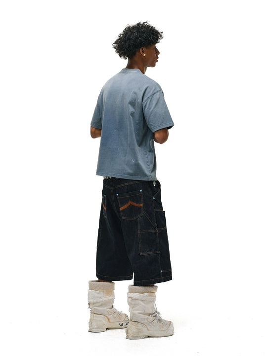 ANTIDOTE Blue Stone Studded Denim Shorts | Face 3 Face