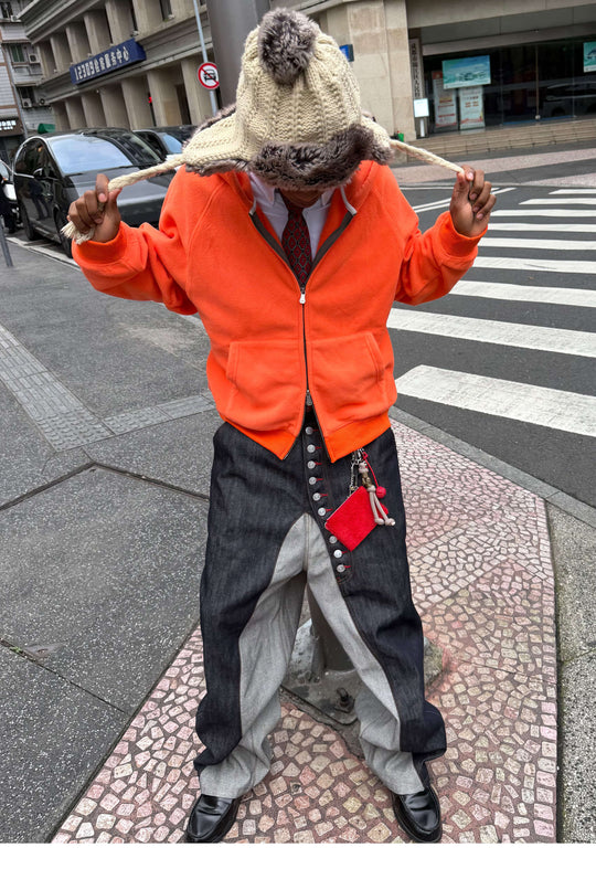 STEEPC Button Fly Reverse Patchwork Baggy Jeans | Face 3 Face