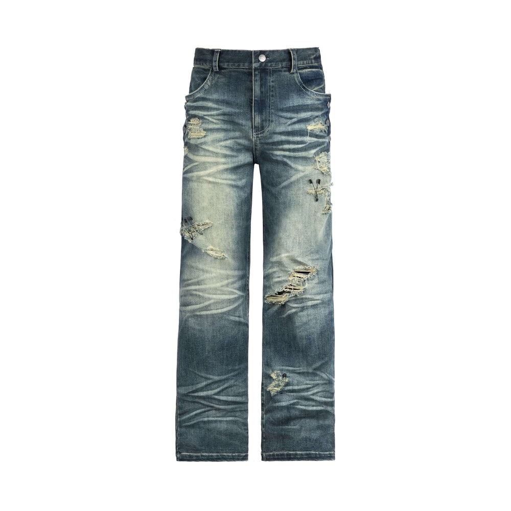 ANTIDOTE Stone Washed Ripped 3D Cut Jeans | Face 3 Face
