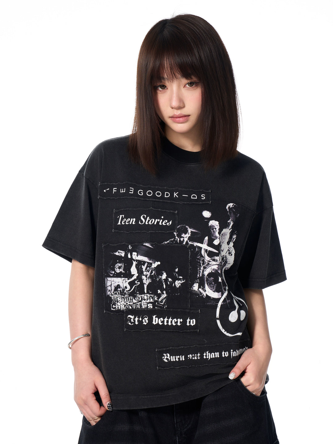 AFGK Rock Punk Print Vintage Washed Tee | Face 3 Face