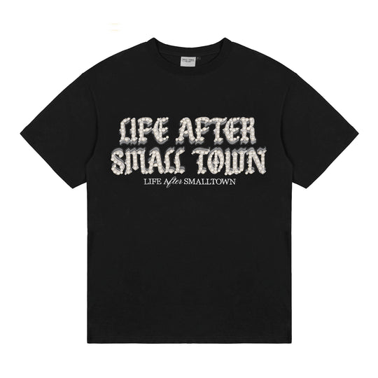 Small Town Kid Pearl Embroidered Leather Patch Tee | Face 3 Face