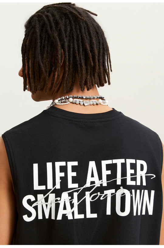 Small Town Kid Logo Print Sleeveless Tee | Face 3 Face