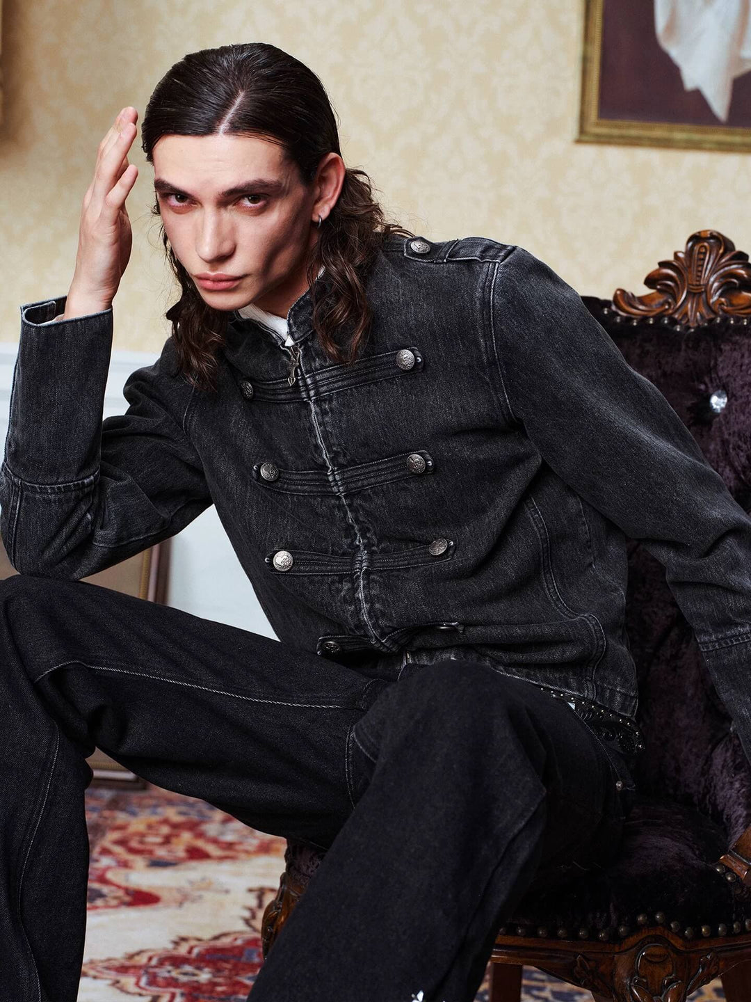 YADcrew Napoleon Washed Denim Jacket | Face 3 Face