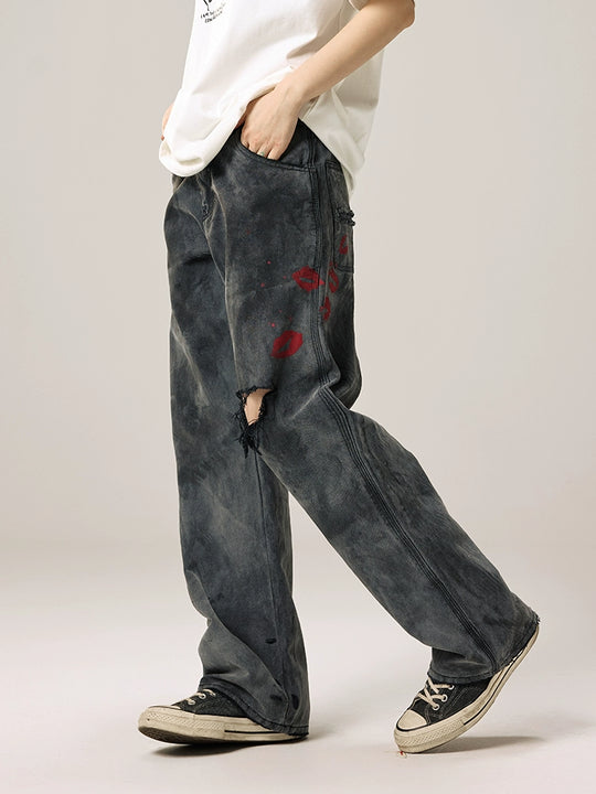 Remedy Kiss Mark Distressed Hole Work Painter Pants | Face 3 Face