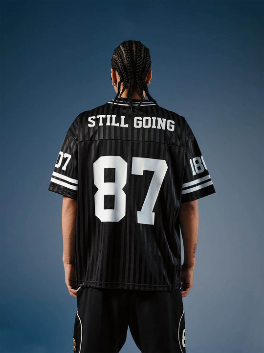 1807 Number Print Striped Short Sleeve Hockey Jersey | Face 3 Face