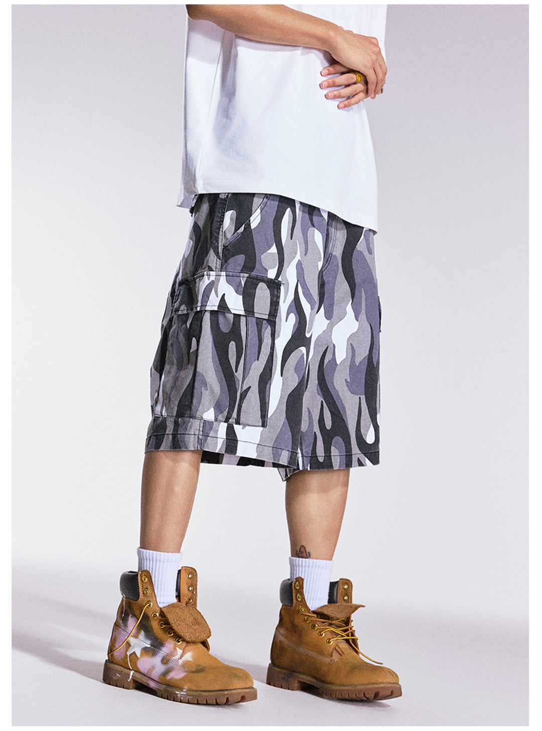 Remedy Flame Camouflage Work Cargo Shorts | Face 3 Face