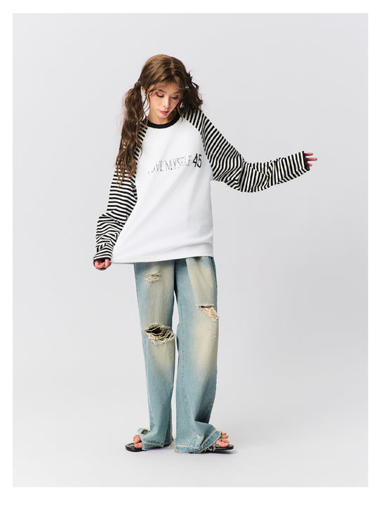 S45 Striped Raglan Sleeve Long-Sleeve Tee | Face 3 Face