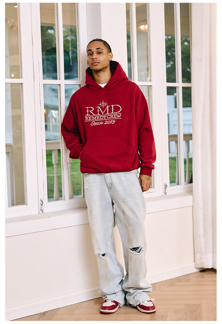 Remedy RMD Pearl Letter Embroidered Hoodie | Face 3 Face