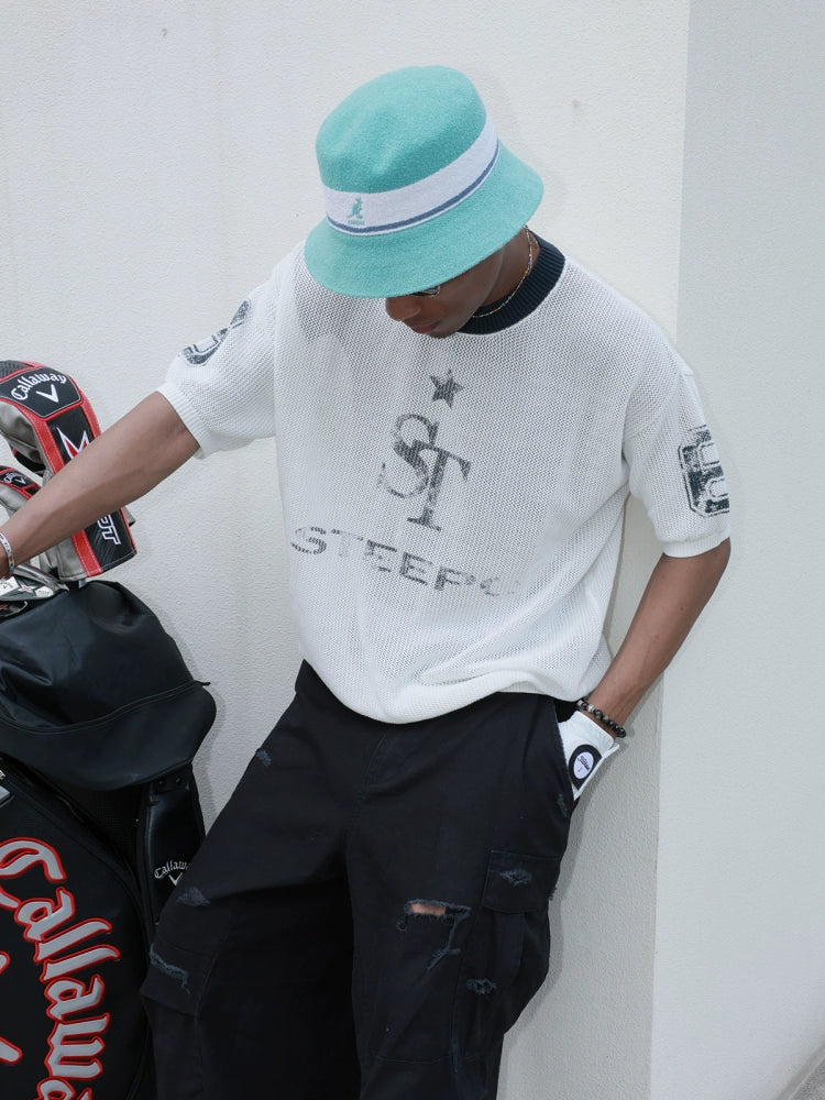 STEEPC Faded Print Mesh Knit Tee | Face 3 Face