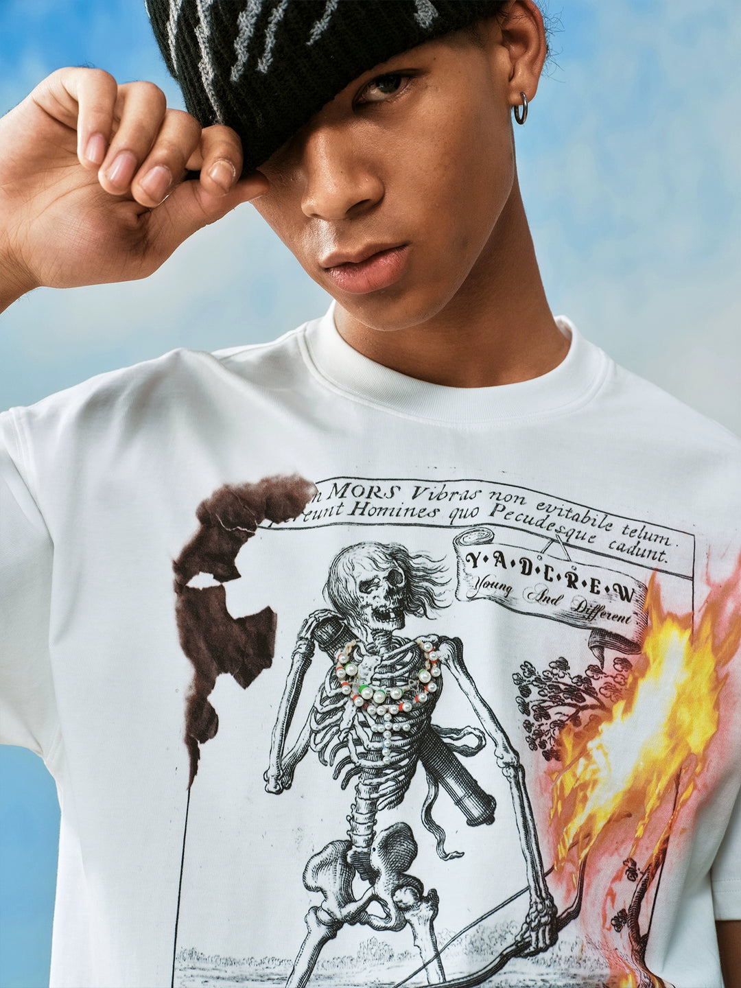 YADcrew Flame Skull Pearl Graphic Tee | Face 3 Face