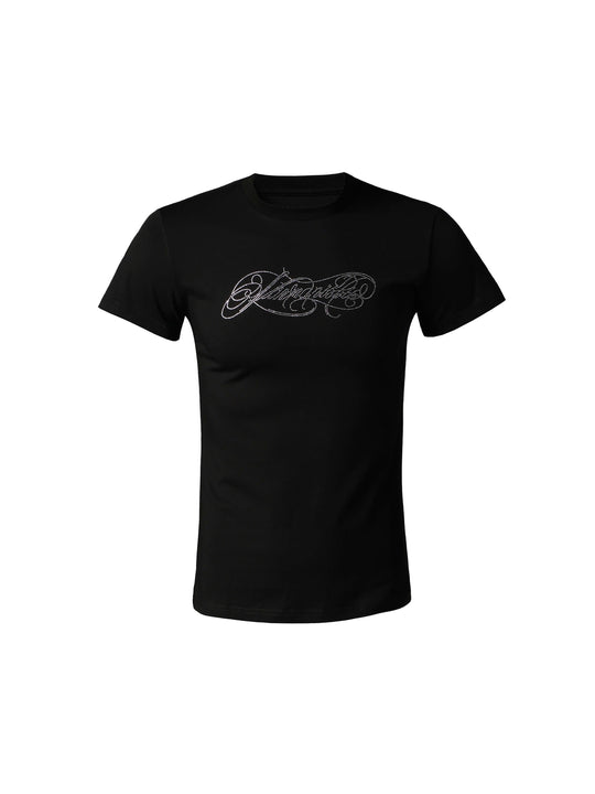 KARMANISTIC Rhinestone Logo Slim Fit Stretch Tee | Face 3 Face