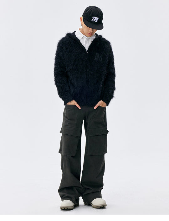 MEDM Mohair Hooded Zip Up Jacket | Face 3 Face