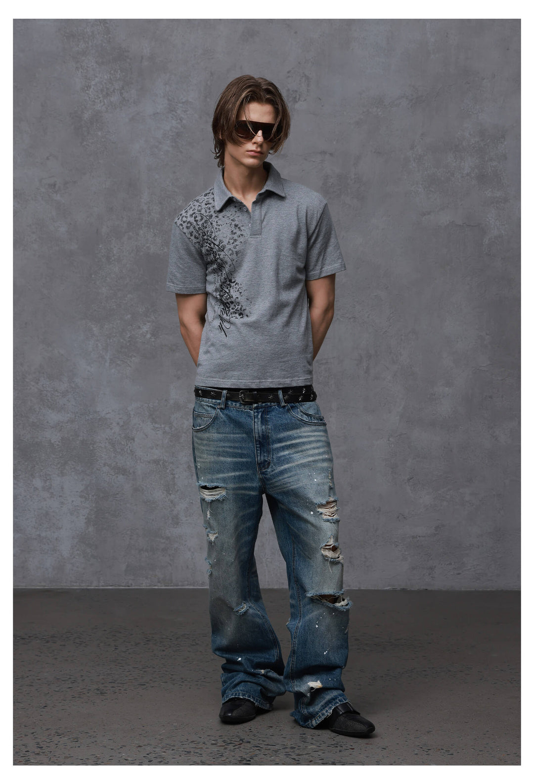 ANTIDOTE Faded Leopard Print Short Sleeve Polo