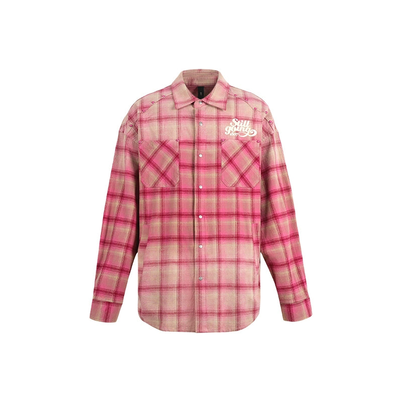 1807 Flannel Brushed Onyx Buttoned Plaid Long Sleeve Shirt  | Face 3 Face