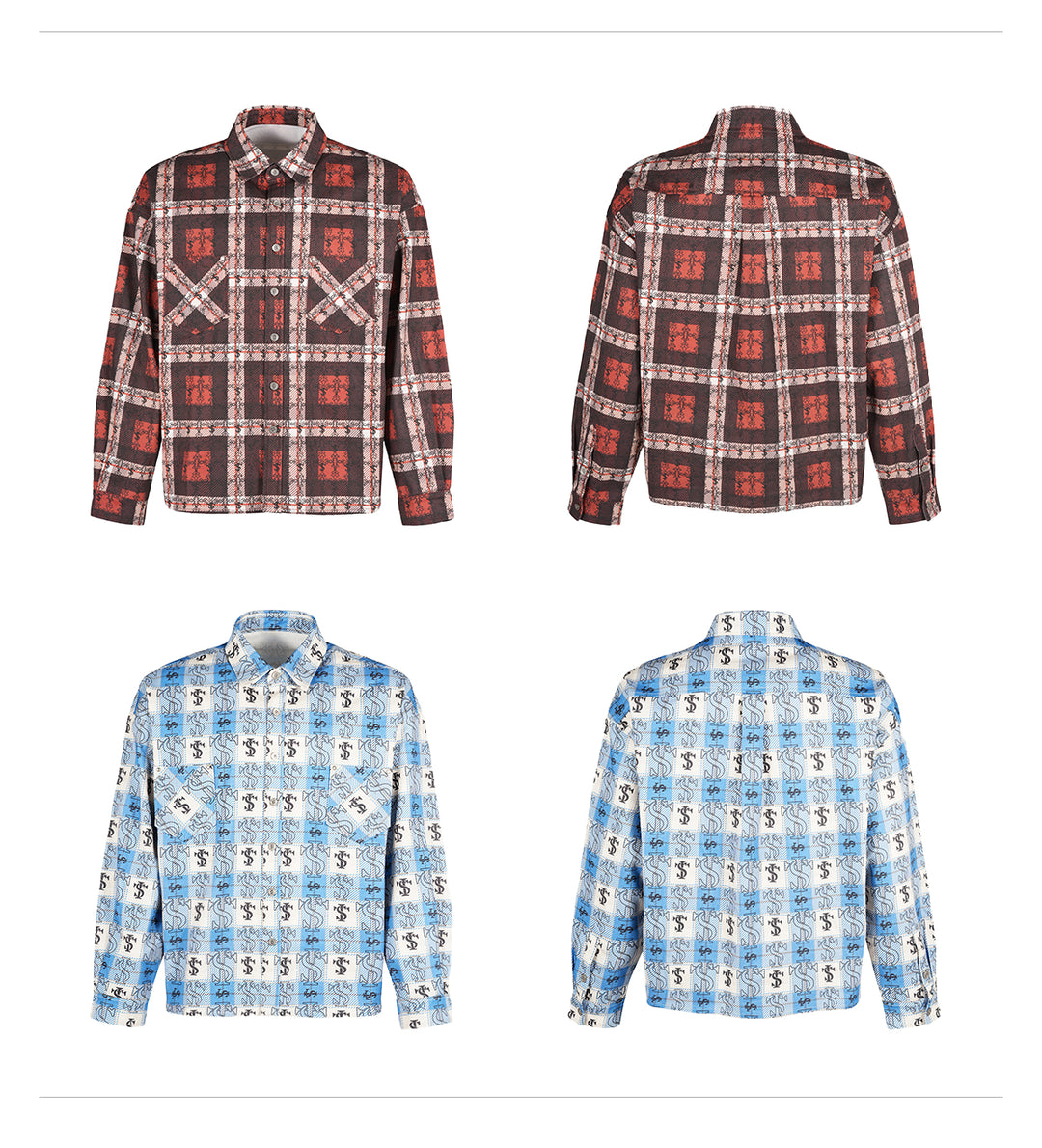 Small Town Kid Cross Logo Original Plaid Full-Print Long Sleeve Shirt | Face 3 Face